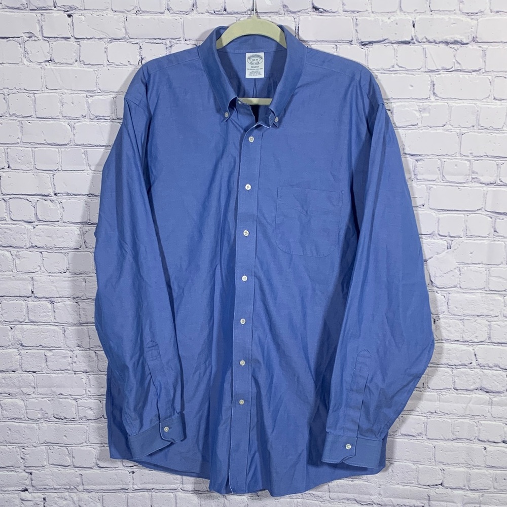 Brooks Brothers Mens Original Polo Button Down Shirt Regent Blue Size 18-37